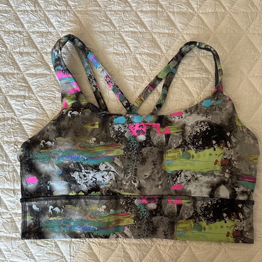 Lululemon Energy Longline bra in Paint Drift/graphite multi